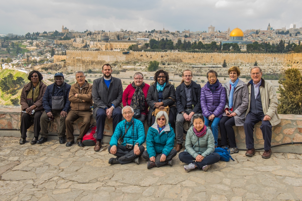 ESUMC Pilgrimage Group on the Mount of Olives overlooking the Jerusalem Old City